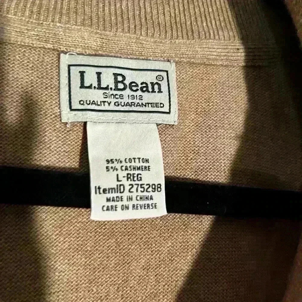 L.L. Bean Men's Cotton Cashmere Blend Quarter Zip Pullover Sweater Size L - Picture 5 of 5